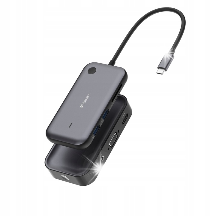 Хъб предавател, Verbatim WDA-01, безжичен, HDMI, USB-C, черен, 121.2x60.5x37мм