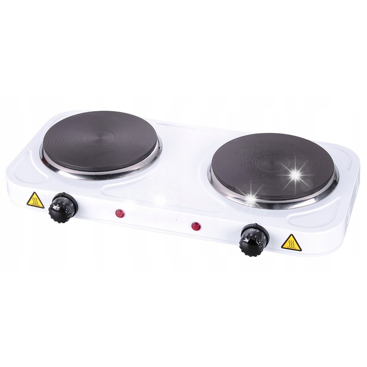 Преносим електрически котлон Esperanza EKH010W, 2 зони за готвене, 2000W, бял, 43x23.5x7см