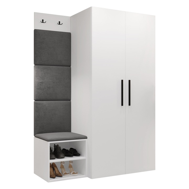 Mobilier pentru hol Hekurt IV, MIRJAN 24, alb + gri