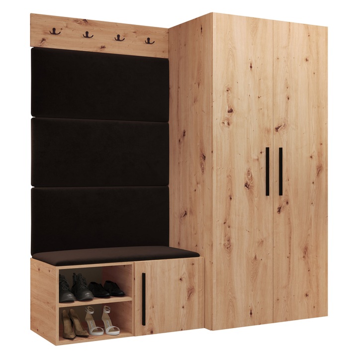 Mobilier pentru hol Hekurt I, MIRJAN 24, stejar artisan + maro