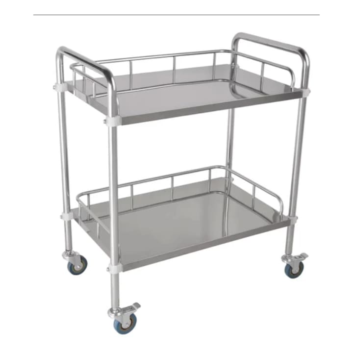 Masa instrumentar medical cu 2 polite MaxiBuy®, inox, pentru cabinet si clinici