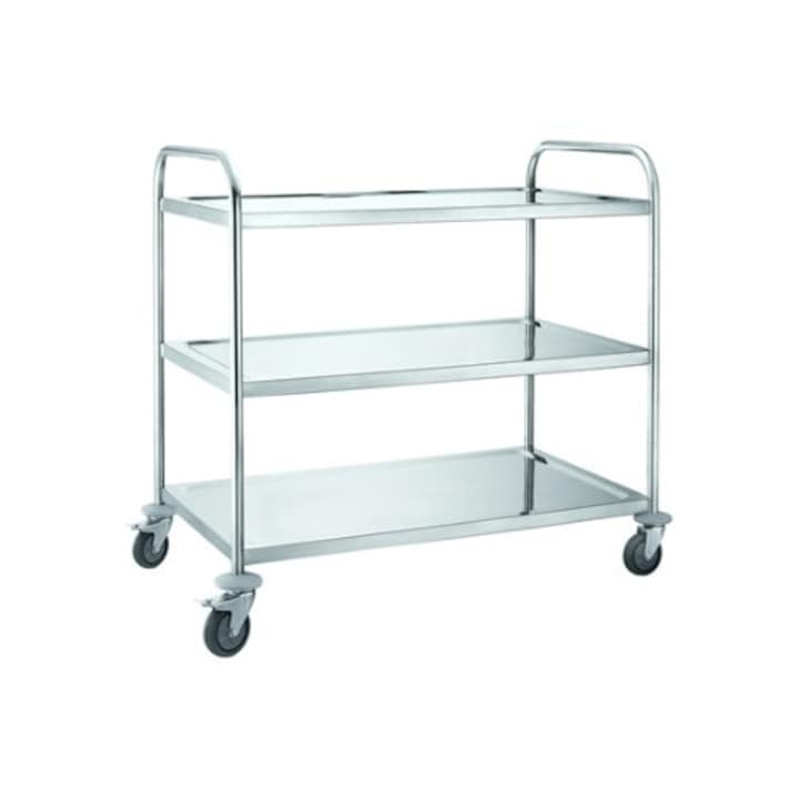 Masa instrumentar medical cu 3 polite MaxiBuy®, inox, pentru cabinet si clinici