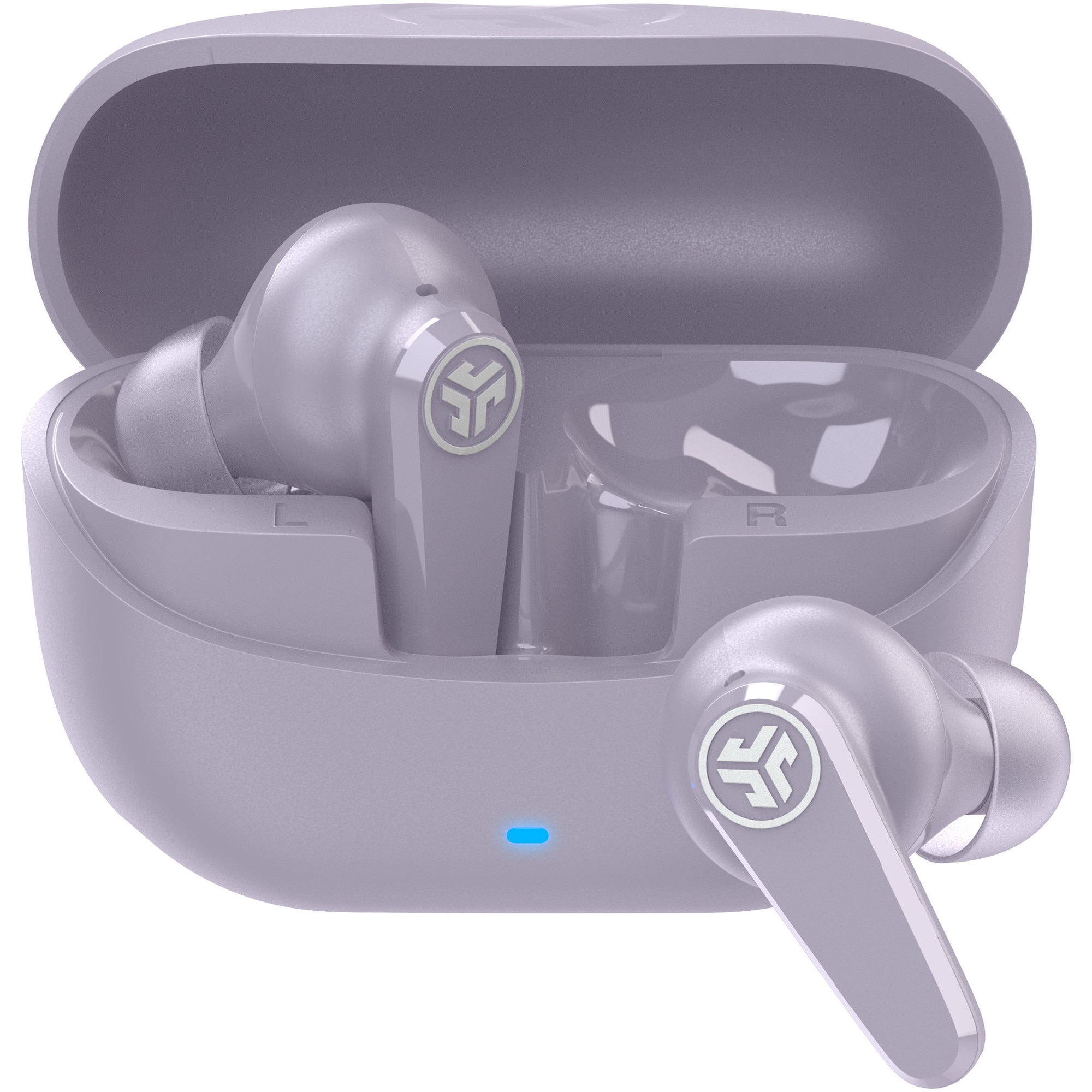 Casti In-Ear JLAB Go Pods ANC, True Wireless, Bluetooth, Hybrid ANC, Multipoint, Autonomie 26 ore, IP66, Lilac