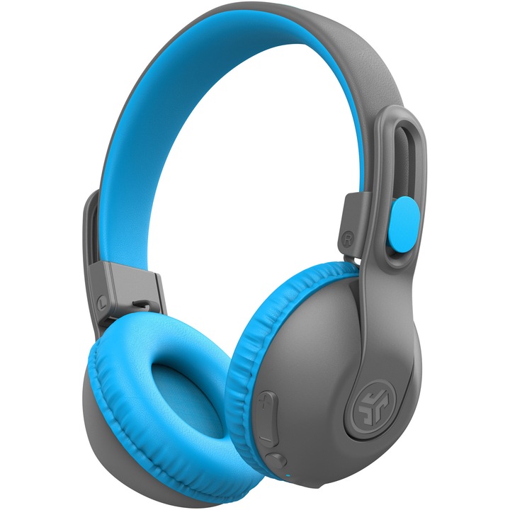 Слушалки On-ear JLAB JBuddies Studio 2 Kids, Wireless, Bluetooth микрофон, Автономност 65 часа, Blue/Gray