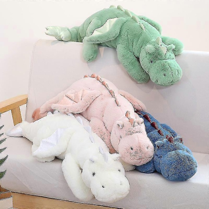 Dragon de plus, jucarie grea, 110cm, albastru, pentru decorare si relaxare