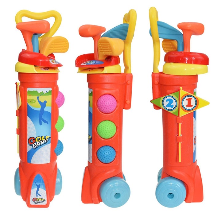 Set de jucarii golf pentru copii, mini golf, material plastic, multicolor, usor de transportat