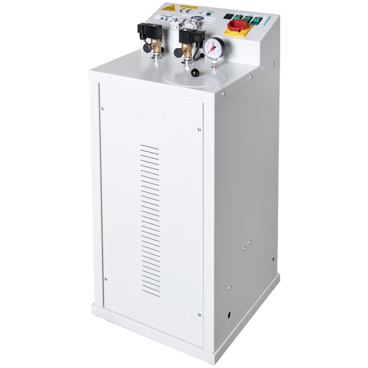 Generator de abur industrial Comel FB/F 4 kW cu alimentare automata 7L + 11L – statie profesionala de calcat cu pompa centrifugala, 3.5 bar, 2 fiare simultan, echipament pentru atelier textil, spalatorie, productie