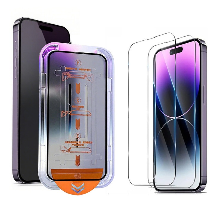 Set de protectie pentru ecran iPhone 17 (2 bucati), Omelivon®, sticla temperata, tehnologie de indepartare automata a prafului, sensibilitate tactila imbunatatita, acoperire anti-ulei, anti-amprente