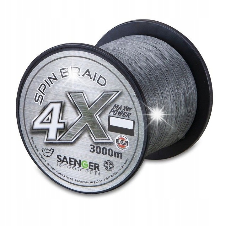 Плетена плетка Plecionka 4 X Spin Braid 0.14 мм/3000 м, светло сива, 11.3 кг