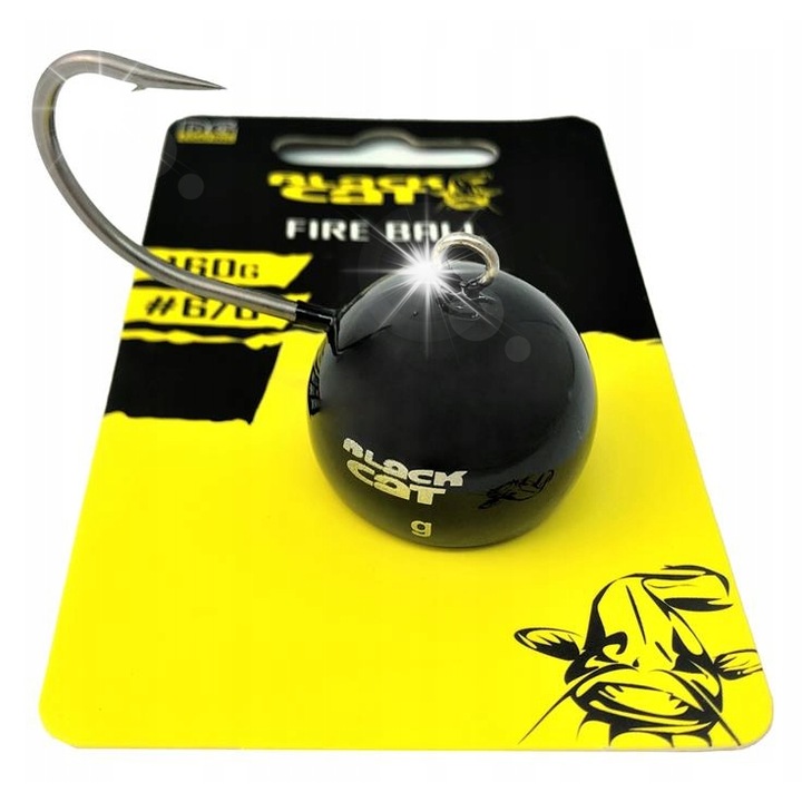 Черна джиг глава Black Cat Fire, размер 6/0, 160 г, Тегло (г): 160