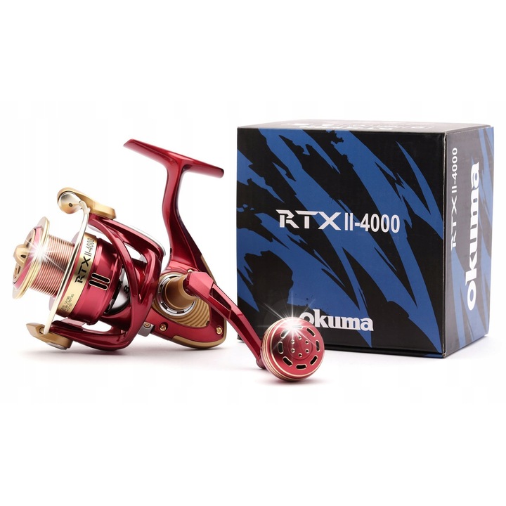 Макари Okuma RTX-II 4000, 8 лагера, тегло 298 грама, металически червен и златист цвят