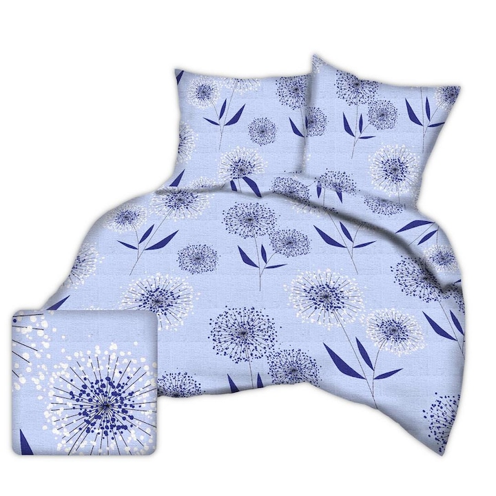 Lenjerie de pat 180x200 cu papadii pe model albastru