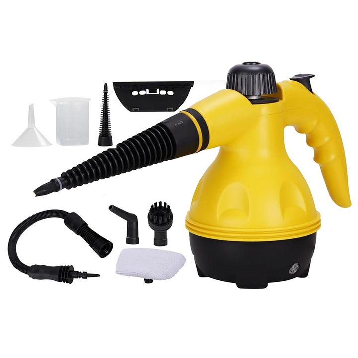 TodyJeyHo gőztisztító, 1500W, 0.5l, hordozható, 10 tartozékkal, konyhába és fürdőszobába