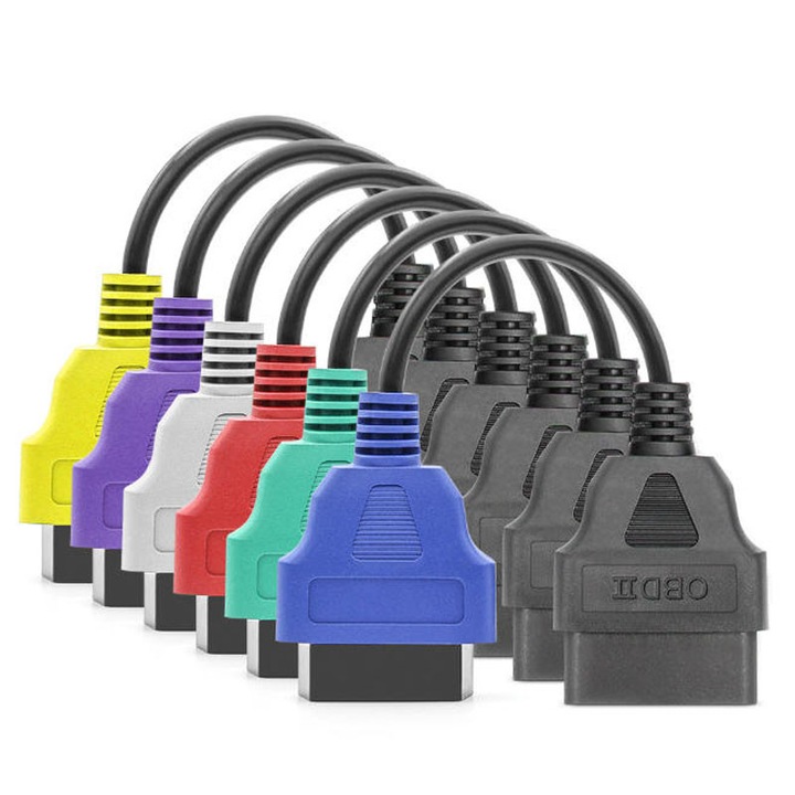 Rqiurpn 6 db-os OBD2 adapterkábel készlet, 16 tűs, Fiat/Alfa Romeo/Lancia, Többszínű