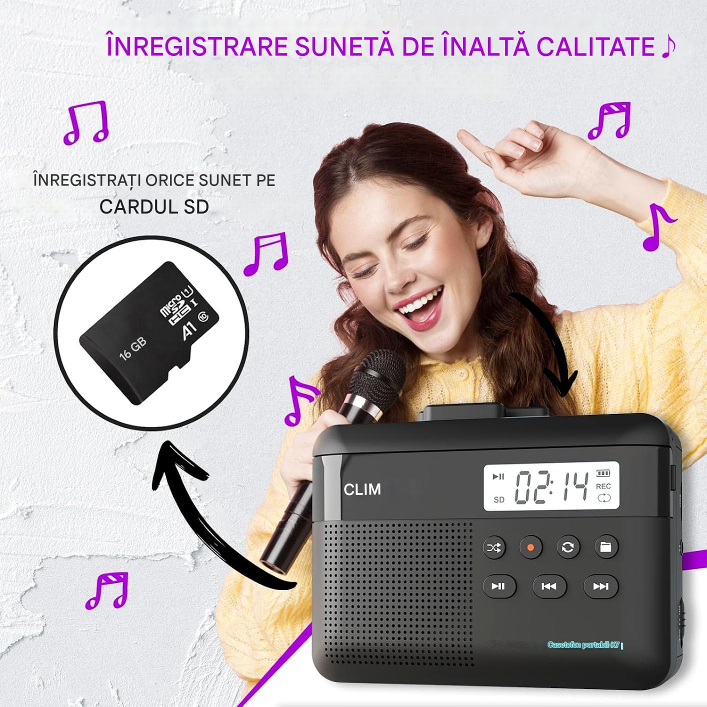 Player de casete portabil, walkman cu slot card SD, digitalizare