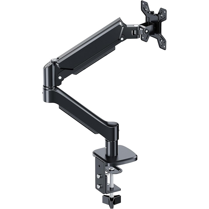 Monitortartó 13-32" inch, Rqiurpn, állítható karos StableDesk, akár 9 kg-ig, irodai, Gaming, asztalra rögzítés bilincsel/csavarral, fekete