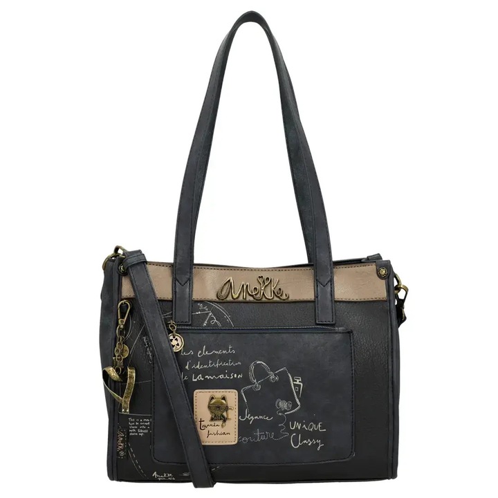 Anekke Boutique női táska 41852-182, 30x23x12cm, többszínű, fémes részletekkel és hímzéssel