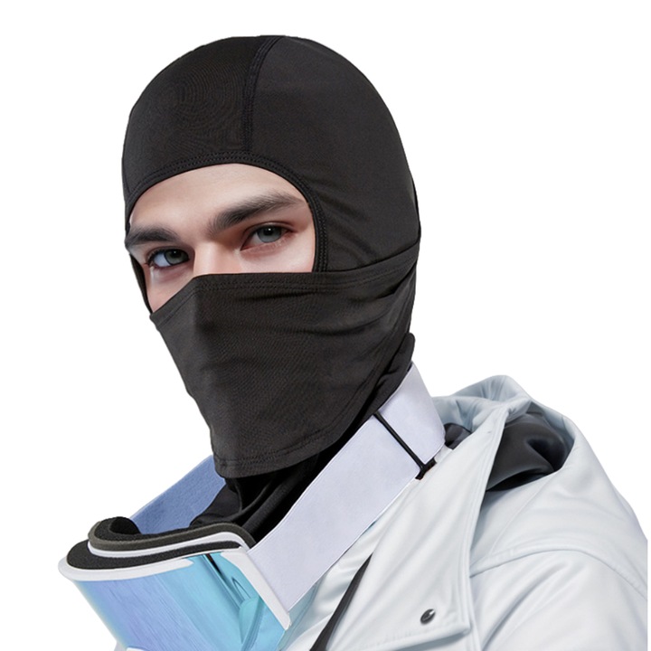 Многофункционална балаклава, унисекс, мек материал, еластична, дишаща, защита против студ, за риболов/ски/мотоциклетизъм/колоездене/зимни спортове/ски сноуборд мотоциклет, черна