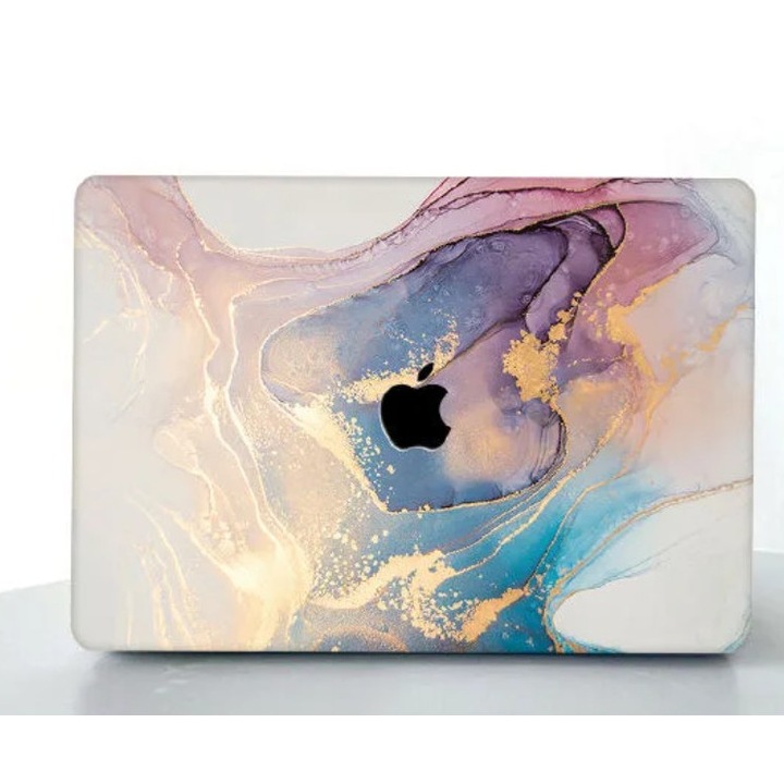 Husa hard-shell, personalizata pentru MacBook Air 13.6" – protectie premium, Anti-soc, design subtire, nuanta marmura colorata