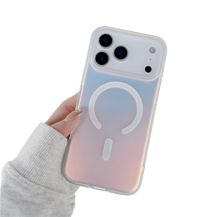 Husa pentru Apple iPhone 17 Pro, Magsafe, Antisoc, Schimbare Culoare din Unghiuri Diferite, Textura Mata, Multicolor/Alb