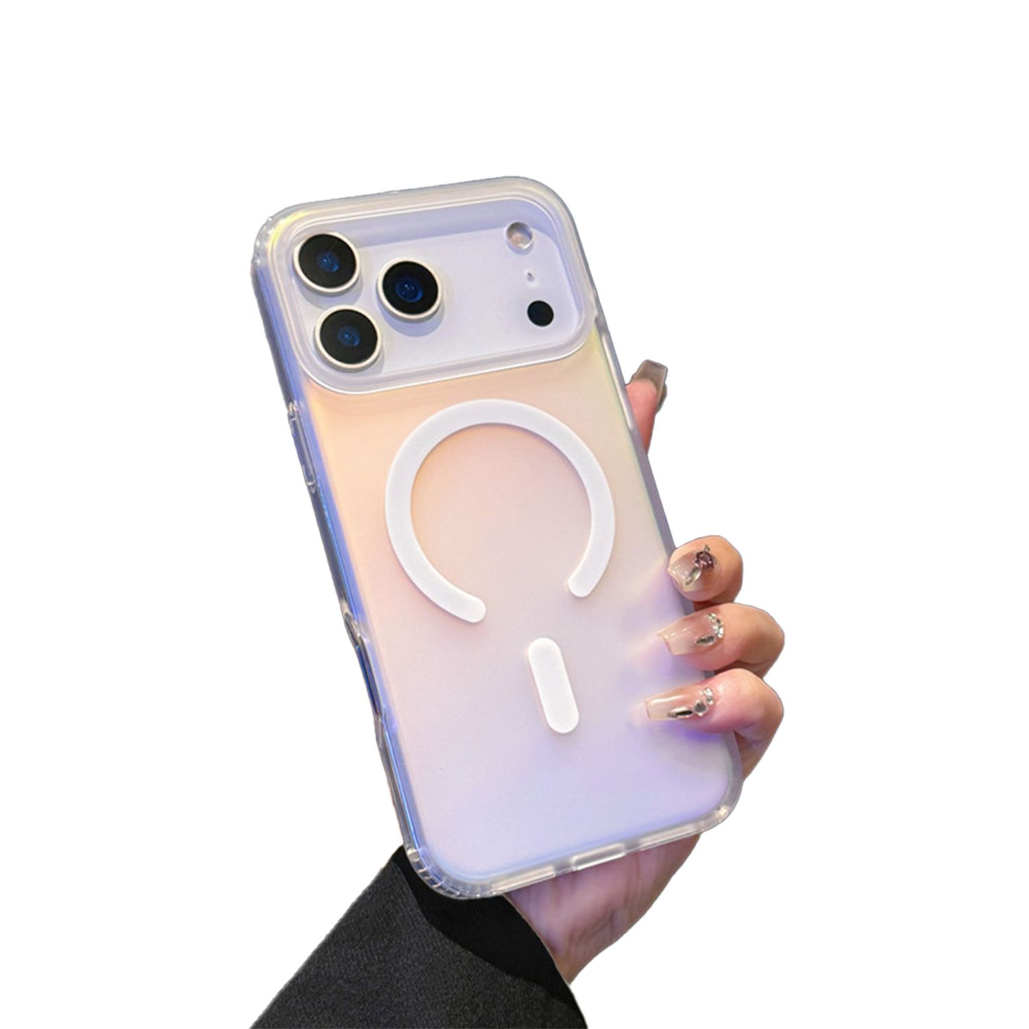 Husa pentru Apple iPhone 17 Pro Max, Magsafe, Antisoc, Schimbare Culoare din Unghiuri Diferite, Textura Mata, Multicolor/Alb