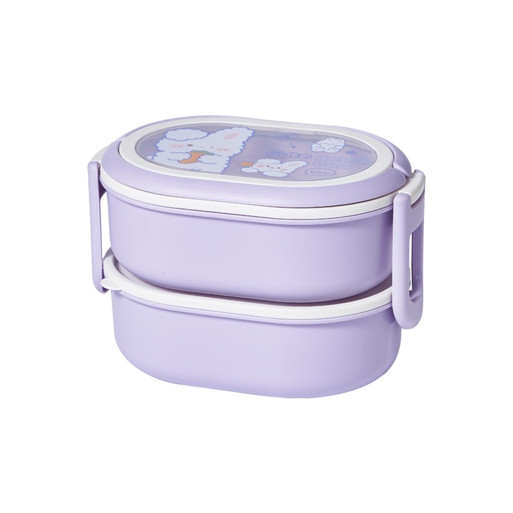 Кутия за обяд Bento, за деца и възрастни, SHYE-6447, лилава, 2000 мл, 20 x 13,5 x 13,5 см