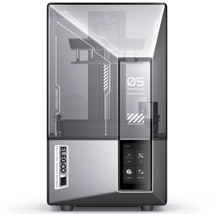 Imprimanta 3D ELEGOO Mars 5 Ultra Resin cu ecran LCD monocrom 9K de 7", imprimare de mare viteza de 150 mm/h, nivelare automata inteligenta, detectare inteligenta, transfer WiFi