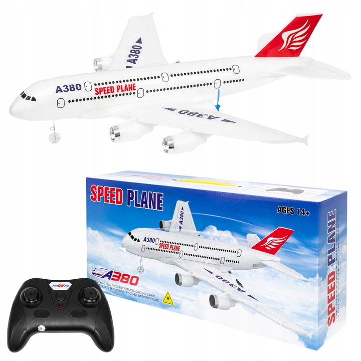 Planor controlat de la distanta, avion cu 2 motoare, LED-uri, agil + telecomanda