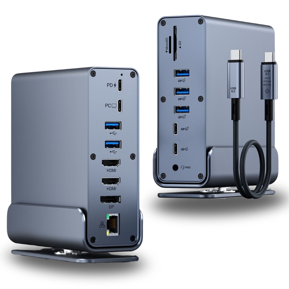 Docking Station USB-C 16 in 1 ZYNERA™, HUB Pentru Laptop, Suporta