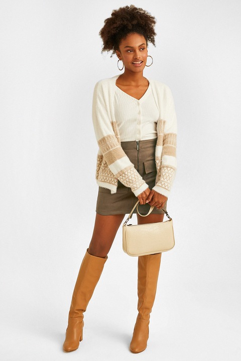 OXXO, Fusta cu fermoar si buzunare cu clapa, Kaki