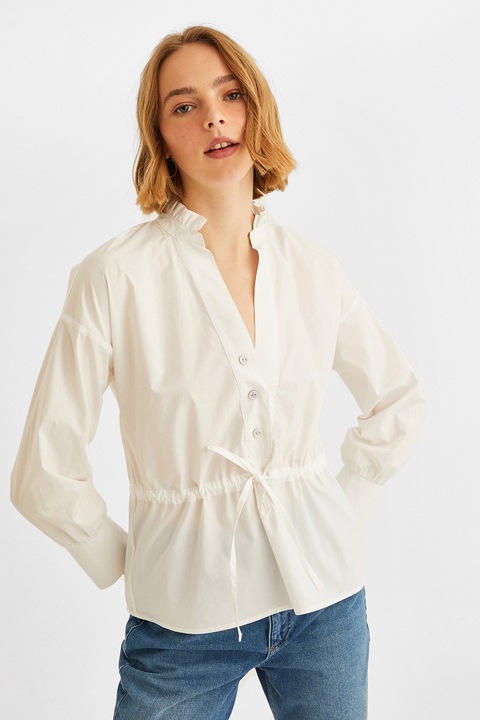 OXXO, Camasa cu decupaj in V, Alb murdar