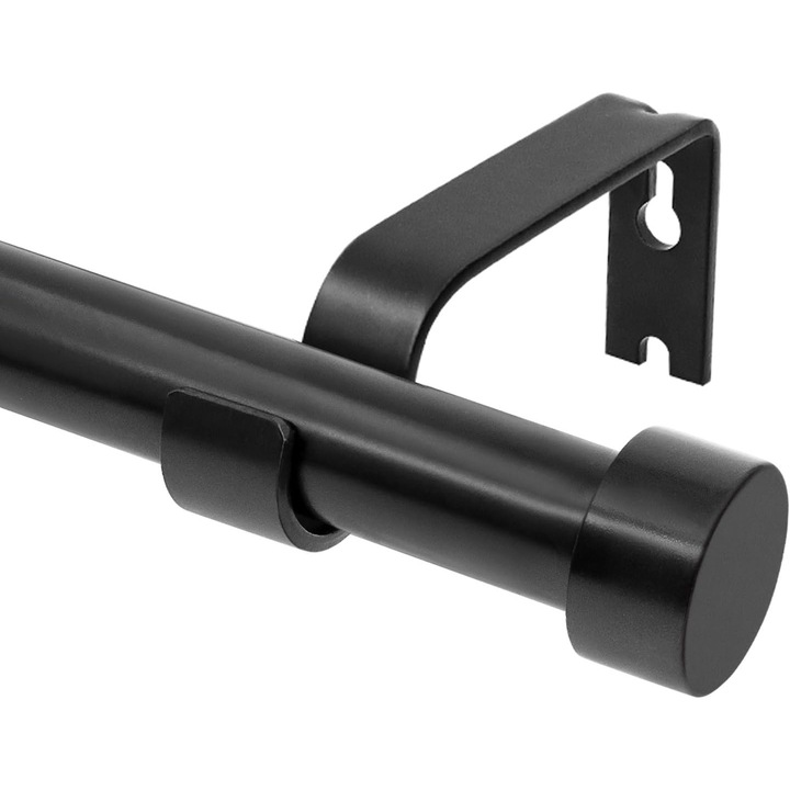 Galerie perdea extensibila 230-270 cm Qlfyuu, diametru 25 mm, cu suporti si capete rotunde, culoare negru