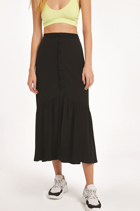 OXXO, Fusta midi cu croiala in A, Negru, S