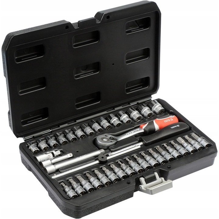 Set chei tubulare YATO 1/4", 38 piese, negru
