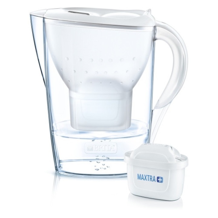 Филтърна чаша Brita Marella XL, 3.5 л, бяла, комплект филтри MAXTRA+ Pure Performance, 25.8x14.8x25.8 см