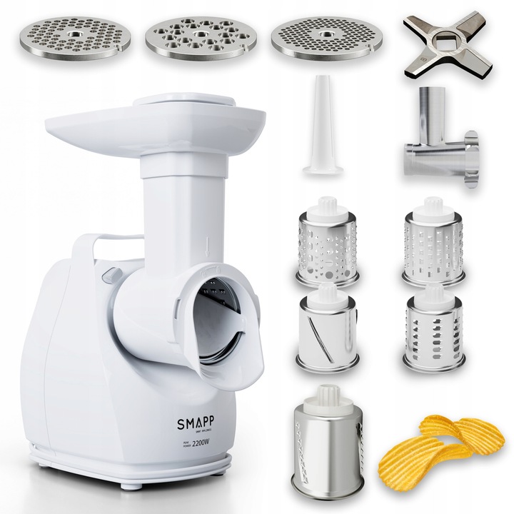 Дъска за рязане SMAPP 490.81R, 2200W, бяла, с 4 вида рендета