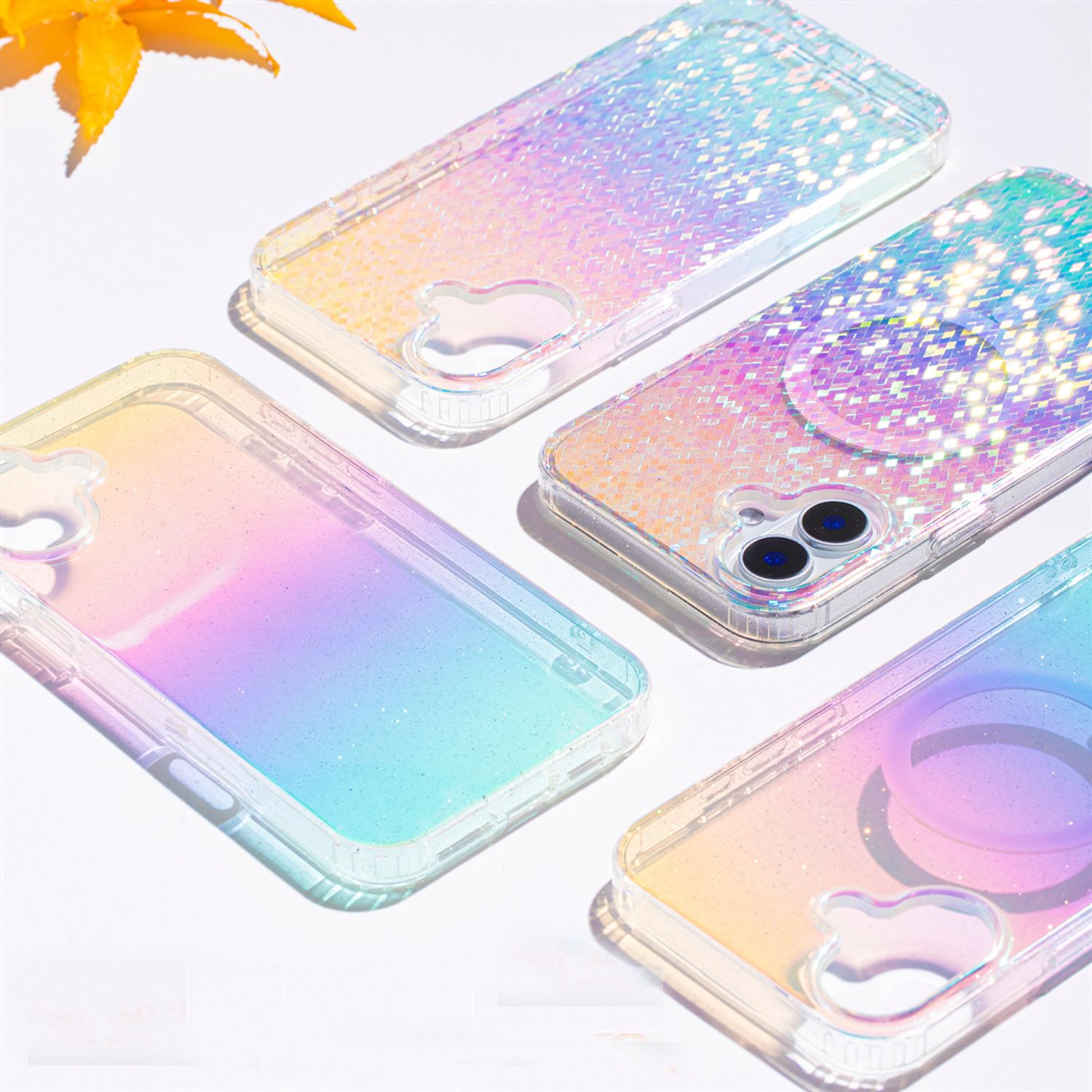 Husa Compatibila Apple iPhone 17 Pro, Suporta Incarcare Wireless, Magsafe, Rezistenta la Zgarieturi, Insertii Din Sclipici in Forma de Rombe, Multicolor