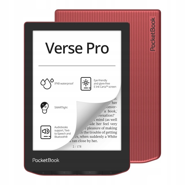 Четец за електронни книги PocketBook Verse Pro 16 GB 6" (червен), водоустойчив, SMARTlight