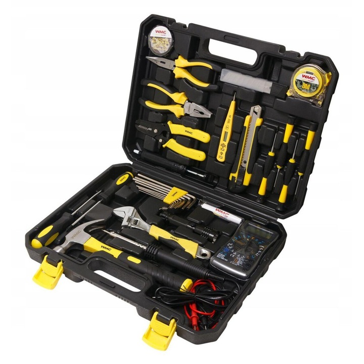 Комплект инструменти WMC, 34 елемента, многофункционален, включително мултицет, куфар за носене, 2,93 кг