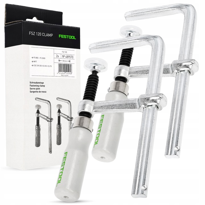 Комплект 2 скоби, Festool FSZ 120, 120мм, от стомана, с ергономична дървена дръжка