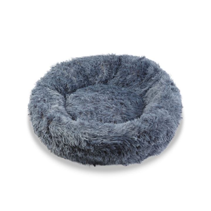 Pat rotund pentru animale Dali, M, 60cm, margine captusita, Gri