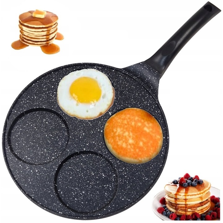Tigaie pentru clatite, 26 cm, ceramica-marmura, non-stick, inaltime 1,3 cm, diametru col 9,5 cm