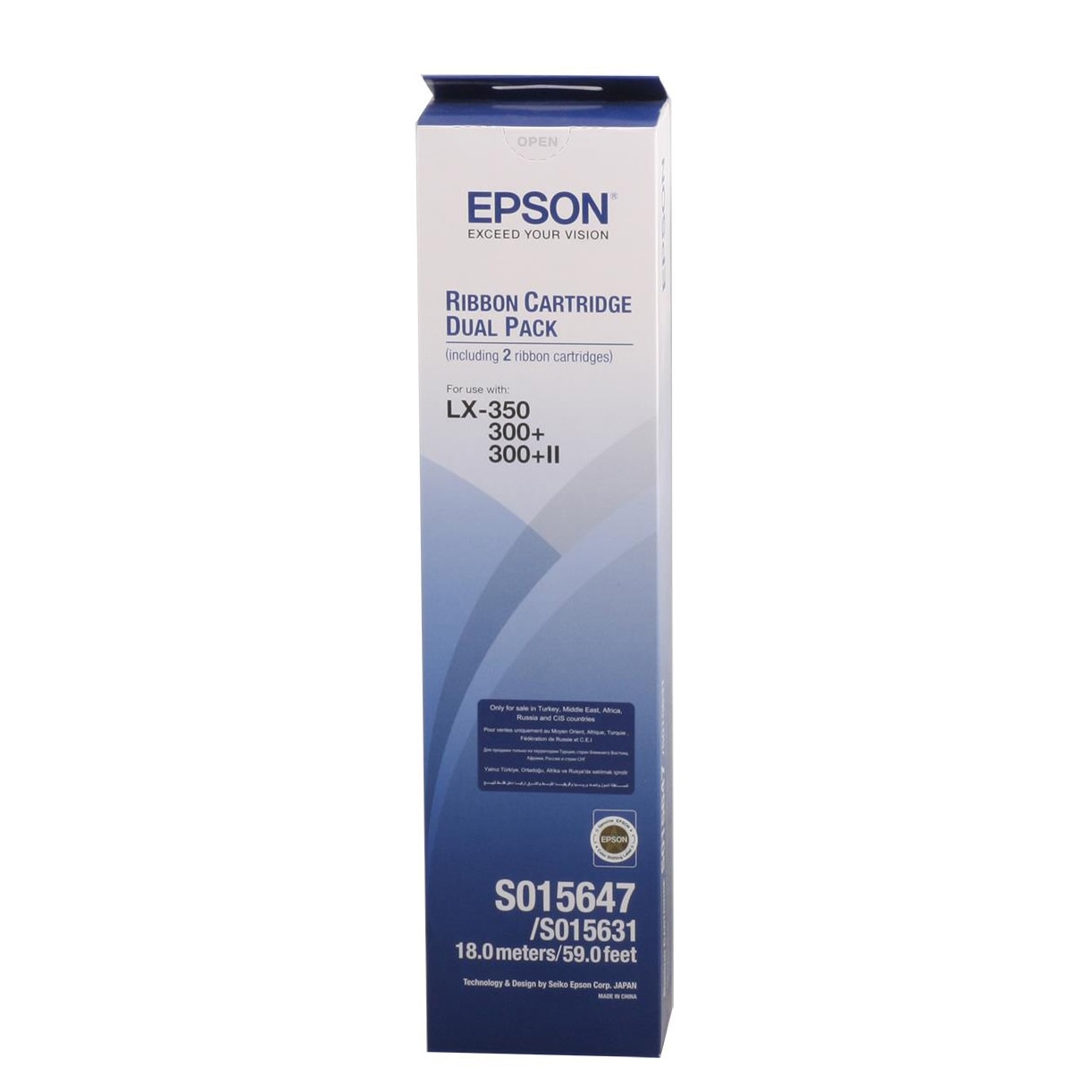 Ribbon Epson S015647, Dualpack, Negru