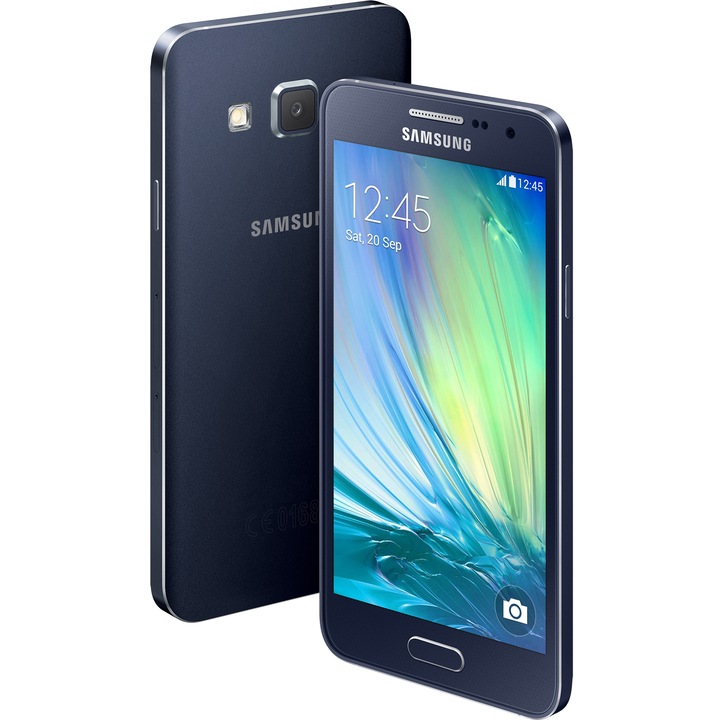 Samsung Galaxy A3 Mobiltelefon, Kártyafüggetlen, Dual SIM, 16GB, LTE, Fekete