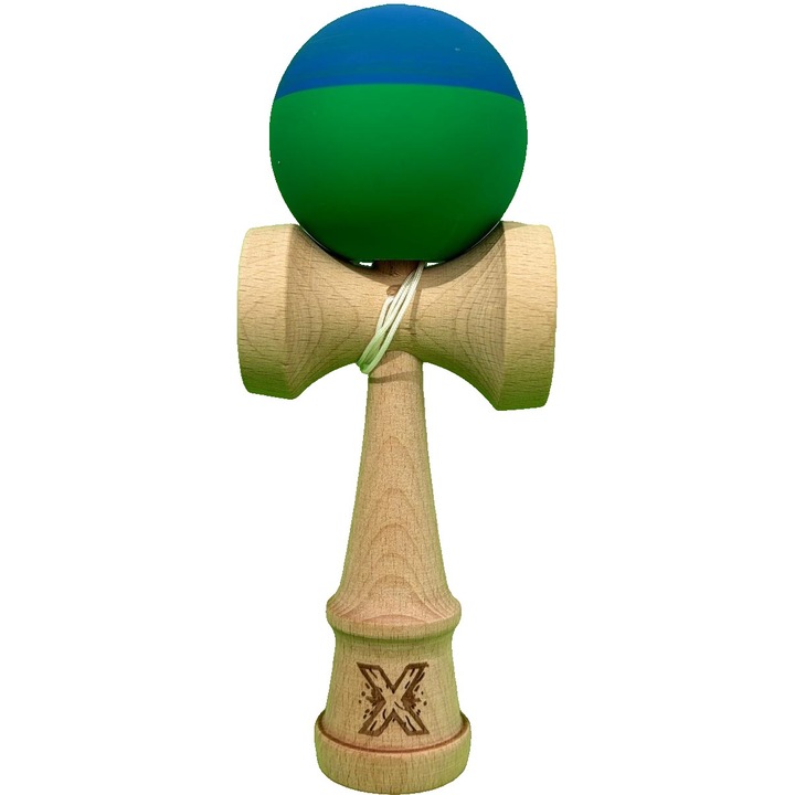 Kendama X Original, Cyrax, 18 см, Професионална, +9 години, от дърво, модел 2 цвята, синьо/зелено