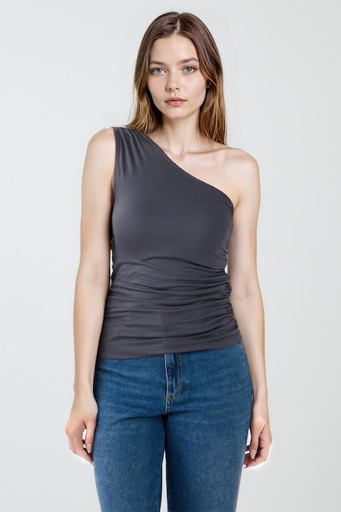 JIMMY KEY, Bluza cu decolteu pe umar, Gri inchis