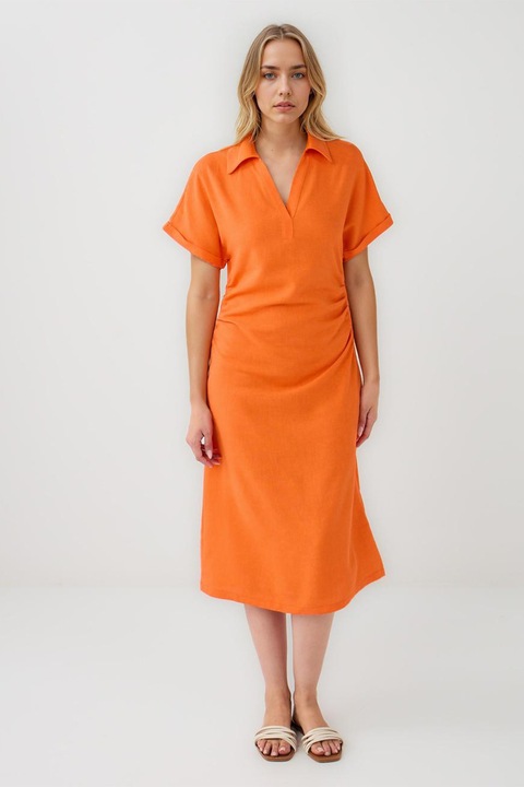 JIMMY KEY, Rochie midi cu maneci scurte, Portocaliu mandarina