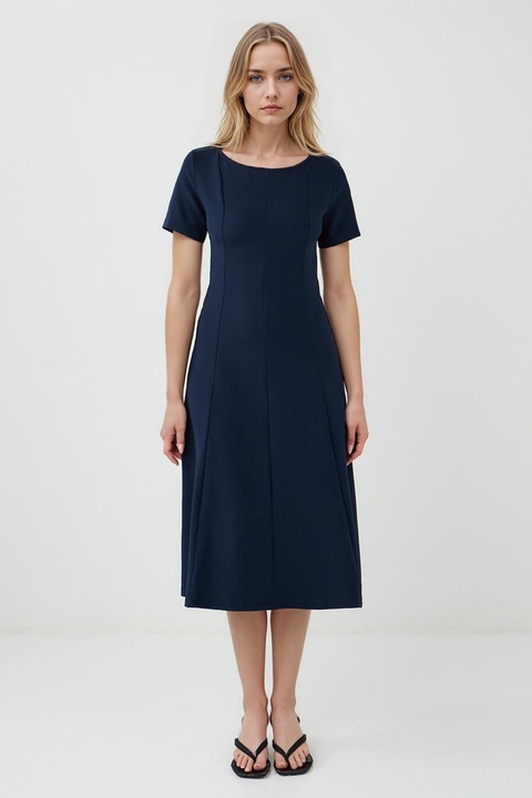 JIMMY KEY, Rochie evazata cu decolteu rotund, Bleumarin, S