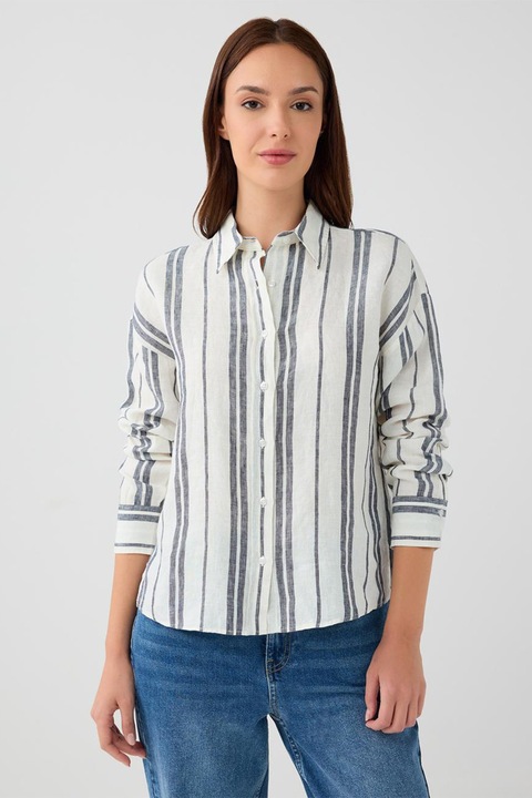 JIMMY KEY, Camasa de in cu dungi, Albastru prafuit/Alb optic