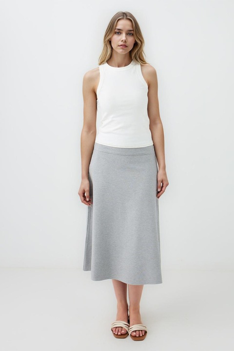 JIMMY KEY, Fusta midi evazata, Gri melange, S